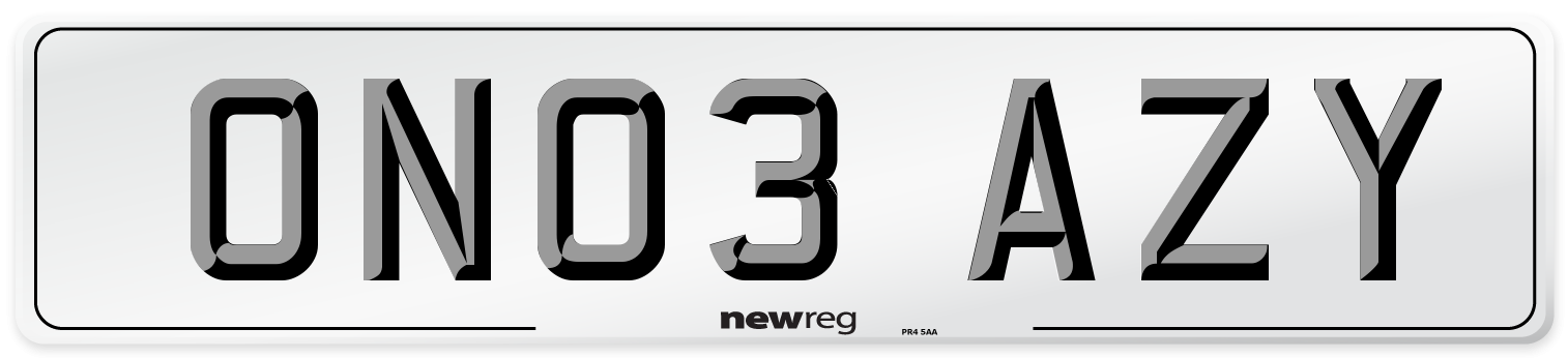 ON03 AZY Number Plate from New Reg